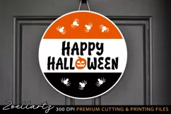 Happy Halloween Round Sign SVG PNG EPS DXF Spooky Door Sign Product Image 2