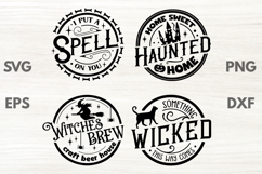 Halloween Round Door Hanger Signs| 4 SVG cut files Product Image 2