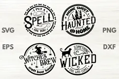 Halloween Round Door Hanger Signs| 4 SVG cut files Product Image 2