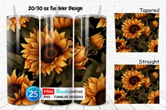 Halloween Rust Sunflowers 20/30oz Tumbler, BONUS 25 Tumbler Product Image 1