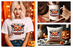 Halloween Sarcasm Powered Pumpkin Ghost Clipart PNG Design Product Image 2