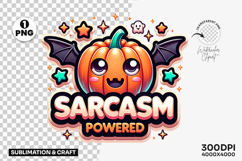 Halloween Sarcasm Powered Pumpkin Ghost Clipart PNG Design Product Image 1