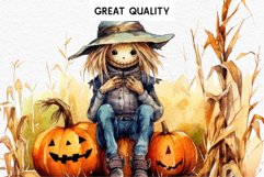 watercolor Scarecrow Pumpkin clipart, spooky nursery, Creepy halloween decoration art image Halloween Scarecrow Pumpkin Fall Clipart PNG Scrapbooking Fairy Tale Art Image Watercolor Transparent Print illustration sublimation creepy printable digital