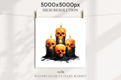 Halloween Scary Candles Clipart Pumpkin Fall PNG Scrapbook Fairy Tale Image Watercolor Transparent Print illustration skull skeleton creepy printable digital watercolor Scary Candles clipart, spooky Pumpkin nursery, Creepy halloween decoration art image