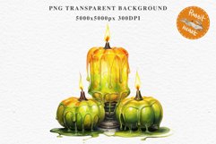 Halloween Scary Candles Clipart Pumpkin Fall PNG Scrapbook Fairy Tale Image Watercolor Transparent Print illustration skull skeleton creepy printable digital watercolor Scary Candles clipart, spooky Pumpkin nursery, Creepy halloween decoration art image