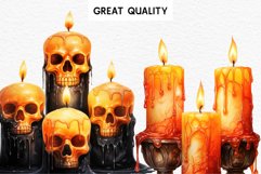 watercolor Scary Candles clipart, spooky Pumpkin nursery, Creepy halloween decoration art image Halloween Scary Candles Clipart Pumpkin Fall PNG Scrapbook Fairy Tale Image Watercolor Transparent Print illustration skull skeleton creepy printable digital