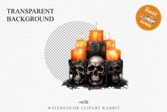 Halloween Scary Candles Clipart Pumpkin Fall PNG Scrapbook Fairy Tale Image Watercolor Transparent Print illustration skull skeleton creepy printable digital watercolor Scary Candles clipart, spooky Pumpkin nursery, Creepy halloween decoration art image
