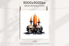 Halloween Scary Candles Clipart Pumpkin Fall PNG Scrapbook Fairy Tale Image Watercolor Transparent Print illustration skull skeleton creepy printable digital watercolor Scary Candles clipart, spooky Pumpkin nursery, Creepy halloween decoration art image