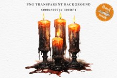 Halloween Scary Candles Clipart Pumpkin Fall PNG Scrapbook Fairy Tale Image Watercolor Transparent Print illustration skull skeleton creepy printable digital watercolor Scary Candles clipart, spooky Pumpkin nursery, Creepy halloween decoration art image