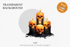 Halloween Scary Candles Clipart Pumpkin Fall PNG Scrapbook Fairy Tale Image Watercolor Transparent Print illustration skull skeleton creepy printable digital watercolor Scary Candles clipart, spooky Pumpkin nursery, Creepy halloween decoration art image