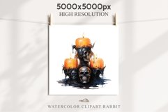 Halloween Scary Candles Clipart Pumpkin Fall PNG Scrapbook Fairy Tale Image Watercolor Transparent Print illustration skull skeleton creepy printable digital watercolor Scary Candles clipart, spooky Pumpkin nursery, Creepy halloween decoration art image