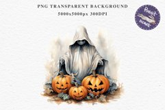 Halloween Scary Ghost Pumpkin Spooky Clipart PNG Scrapbook Fairy Tale Art Image Watercolor Transparent Print illustration sublimation creepy printable digital
