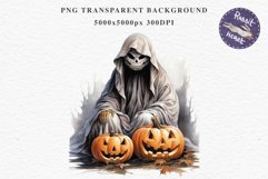 Halloween Scary Ghost Pumpkin Spooky Clipart PNG Scrapbook Fairy Tale Art Image Watercolor Transparent Print illustration sublimation creepy printable digital