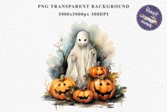 Halloween Scary Ghost Pumpkin Spooky Clipart PNG Scrapbook Fairy Tale Art Image Watercolor Transparent Print illustration sublimation creepy printable digital