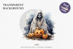Halloween Scary Ghost Pumpkin Spooky Clipart PNG Scrapbook Fairy Tale Art Image Watercolor Transparent Print illustration sublimation creepy printable digital