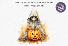 Halloween Scary Ghost Pumpkin Spooky Clipart PNG Scrapbook Fairy Tale Art Image Watercolor Transparent Print illustration sublimation creepy printable digital