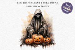 Halloween Scary Ghost Pumpkin Spooky Clipart PNG Scrapbook Fairy Tale Art Image Watercolor Transparent Print illustration sublimation creepy printable digital