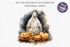 Halloween Scary Ghost Pumpkin Spooky Clipart PNG Scrapbook Fairy Tale Art Image Watercolor Transparent Print illustration sublimation creepy printable digital
