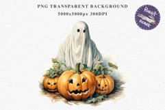 Halloween Scary Ghost Pumpkin Spooky Clipart PNG Scrapbook Fairy Tale Art Image Watercolor Transparent Print illustration sublimation creepy printable digital