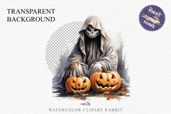 Halloween Scary Ghost Pumpkin Spooky Clipart PNG Scrapbook Fairy Tale Art Image Watercolor Transparent Print illustration sublimation creepy printable digital