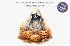 Halloween Scary Ghost Pumpkin Spooky Clipart PNG Scrapbook Fairy Tale Art Image Watercolor Transparent Print illustration sublimation creepy printable digital