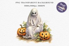 Halloween Scary Ghost Pumpkin Spooky Clipart PNG Scrapbook Fairy Tale Art Image Watercolor Transparent Print illustration sublimation creepy printable digital
