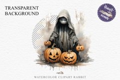 Halloween Scary Ghost Pumpkin Spooky Clipart PNG Scrapbook Fairy Tale Art Image Watercolor Transparent Print illustration sublimation creepy printable digital