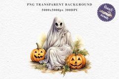 Halloween Scary Ghost Pumpkin Spooky Clipart PNG Scrapbook Fairy Tale Art Image Watercolor Transparent Print illustration sublimation creepy printable digital