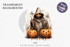 Halloween Scary Ghost Pumpkin Spooky Clipart PNG Scrapbook Fairy Tale Art Image Watercolor Transparent Print illustration sublimation creepy printable digital
