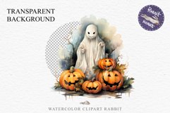 Halloween Scary Ghost Pumpkin Spooky Clipart PNG Scrapbook Fairy Tale Art Image Watercolor Transparent Print illustration sublimation creepy printable digital