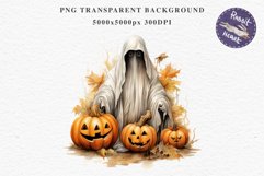 Halloween Scary Ghost Pumpkin Spooky Clipart PNG Scrapbook Fairy Tale Art Image Watercolor Transparent Print illustration sublimation creepy printable digital