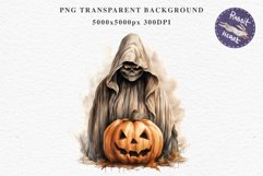 Halloween Scary Ghost Pumpkin Spooky Clipart PNG Scrapbook Fairy Tale Art Image Watercolor Transparent Print illustration sublimation creepy printable digital