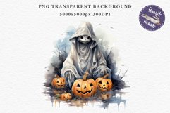 Halloween Scary Ghost Pumpkin Spooky Clipart PNG Scrapbook Fairy Tale Art Image Watercolor Transparent Print illustration sublimation creepy printable digital