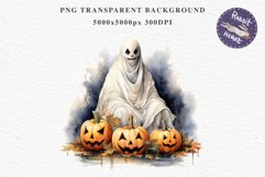 Halloween Scary Ghost Pumpkin Spooky Clipart PNG Scrapbook Fairy Tale Art Image Watercolor Transparent Print illustration sublimation creepy printable digital