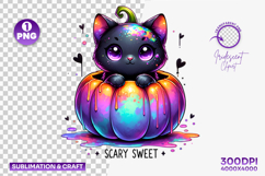 halloween scary sweet black cat pumpkin png, halloween black cat clipart, scary sweet halloween design, kawaii black cat pumpkin art, halloween cat sublimation png, halloween spooky cute black cat, halloween cat with pumpkin clipart, halloween black cat p