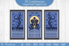 Halloween Scene 3D Continuous Layered Papercut | SVG Product Image 1