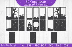 Halloween Scene 3D Continuous Layered Papercut | SVG Product Image 2