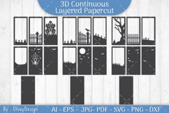 Halloween Scene 3D Continuous Layered Papercut | SVG Product Image 2