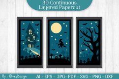 Halloween Scene 3D Continuous Layered Papercut | SVG Product Image 1