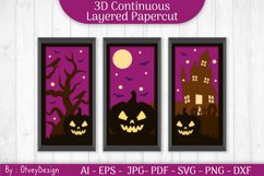 Halloween Scene 3D Continuous Layered Papercut | SVG Product Image 1