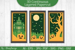 Halloween Scene 3D Continuous Layered Papercut | SVG Product Image 1