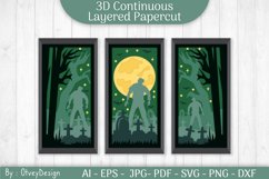 Halloween Scene 3D Continuous Layered Papercut | SVG Product Image 1