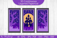 Halloween Scene 3D Continuous Layered Papercut | SVG Product Image 1