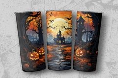 Halloween Haunted House Tumbler Sublimation Wrap Product Image 3