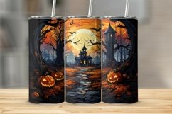 Halloween Haunted House Tumbler Sublimation Wrap Product Image 1