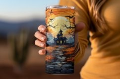Halloween Haunted House Tumbler Sublimation Wrap Product Image 6