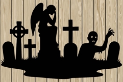 Halloween scene stencil silhouette SVG Product Image 1