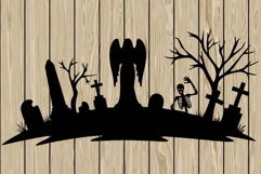 Halloween scene stencil silhouette SVG Product Image 1