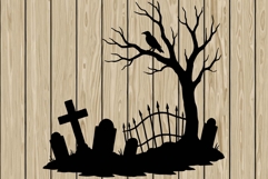 Halloween scene stencil silhouette SVG Product Image 1