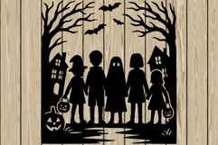 Halloween scene stencil silhouette SVG Product Image 1